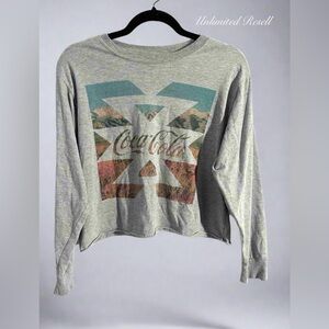 Women’s Grey Coca-Cola Printed Long Sleeved Crop Top